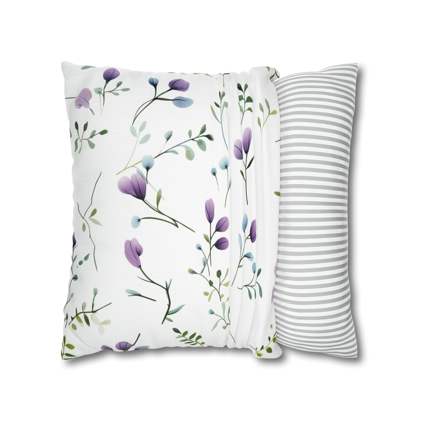 Dainty Purple Wildflowers Square Pillow Case