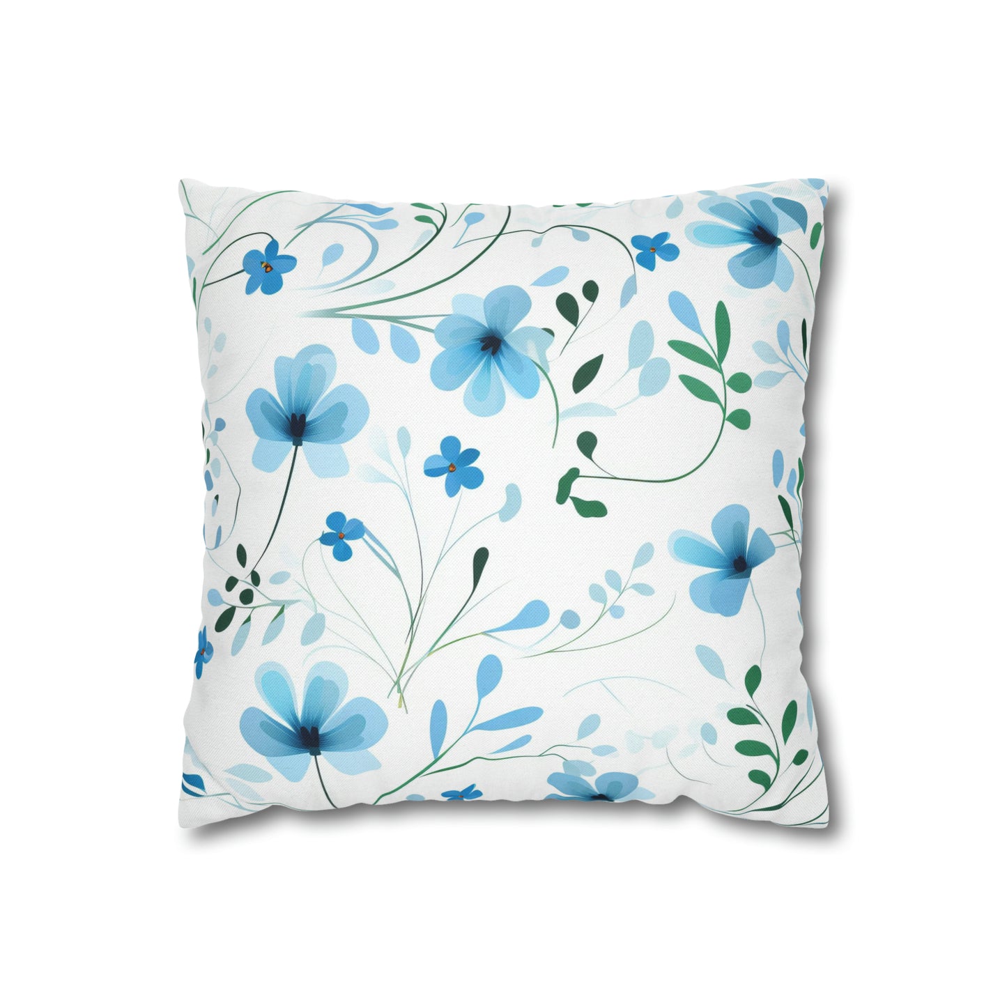 Dainty Sky Blue Wildflowers Square Pillow Case