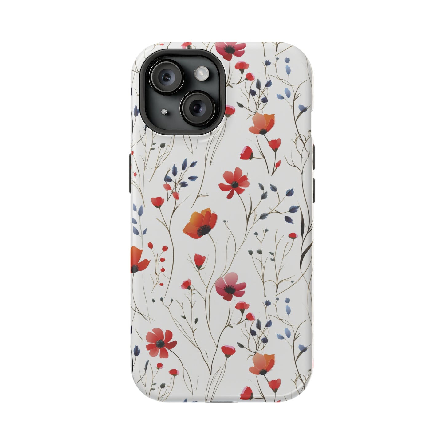 Dainty Coral Wildflowers MagSafe Tough iPhone Case
