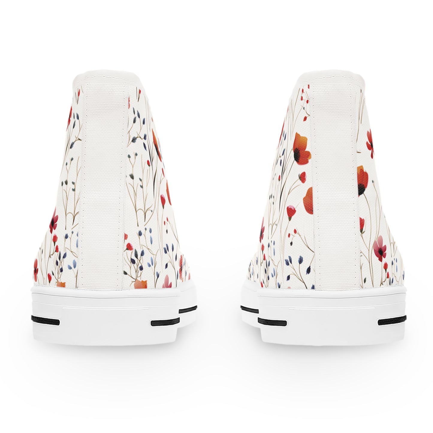 Coral Wildflowers Women's High Top Sneakers