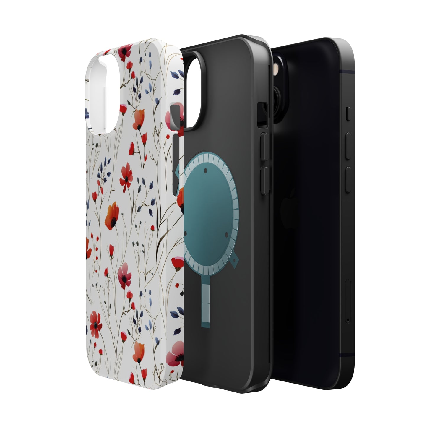 Dainty Coral Wildflowers MagSafe Tough iPhone Case