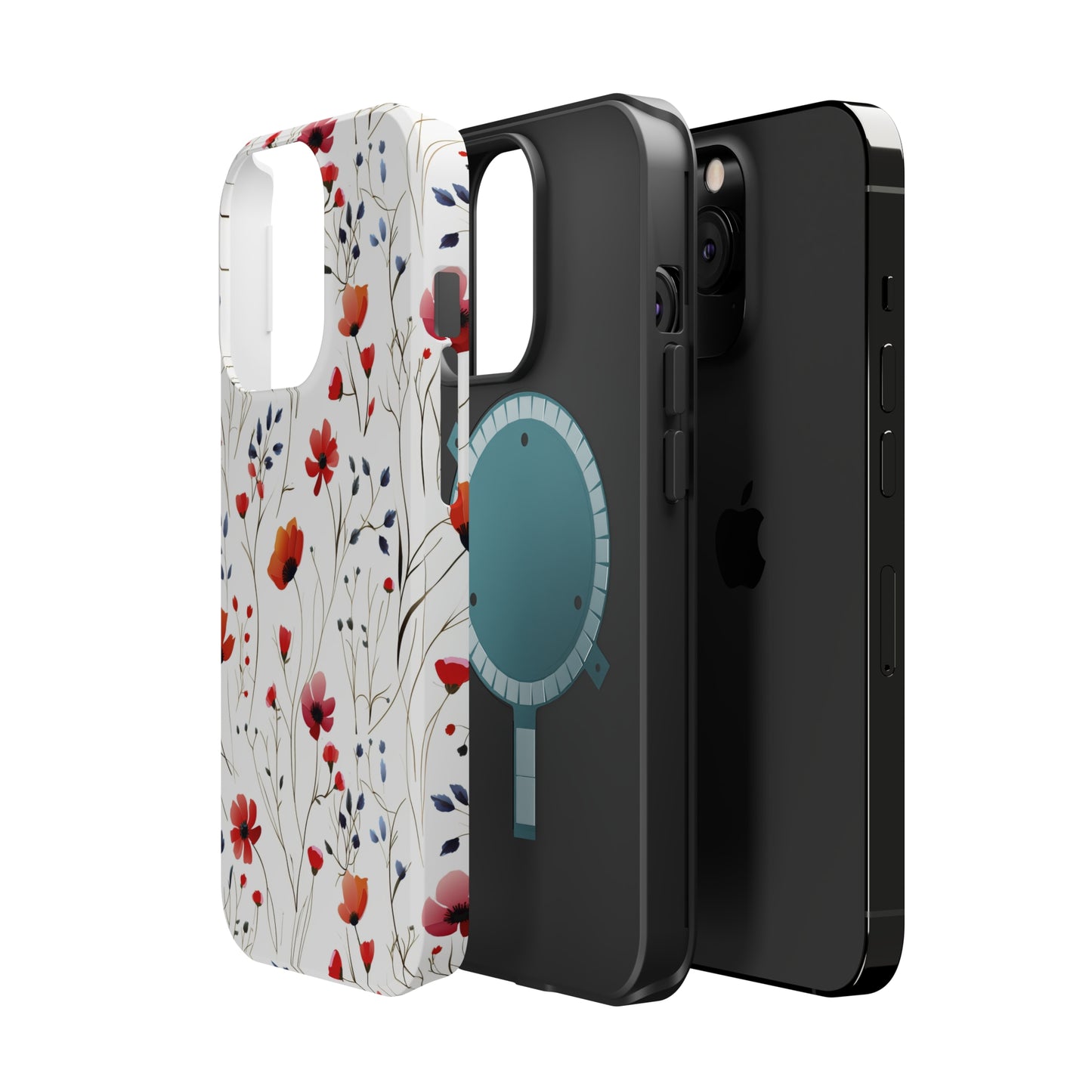 Dainty Coral Wildflowers MagSafe Tough iPhone Case