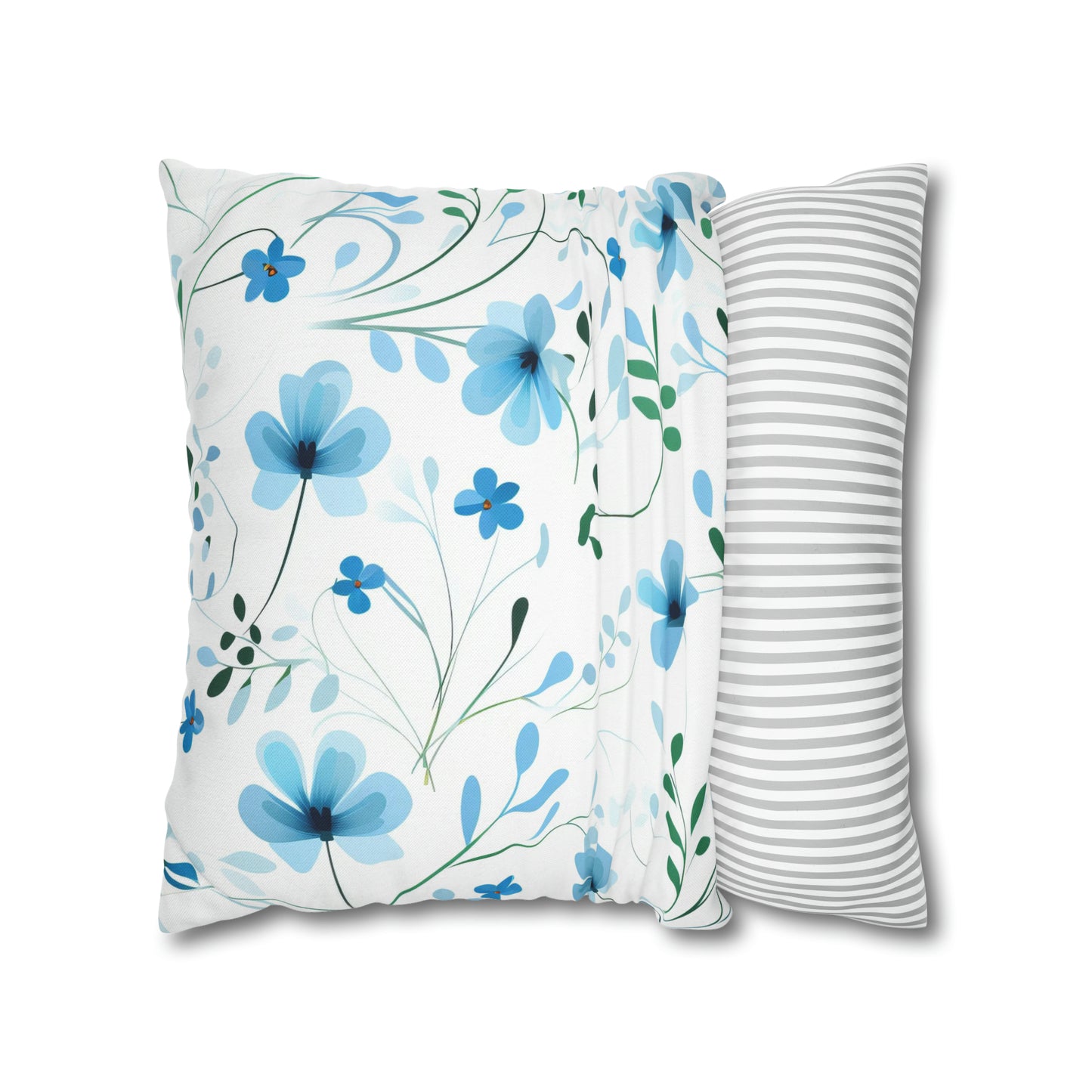 Dainty Sky Blue Wildflowers Square Pillow Case