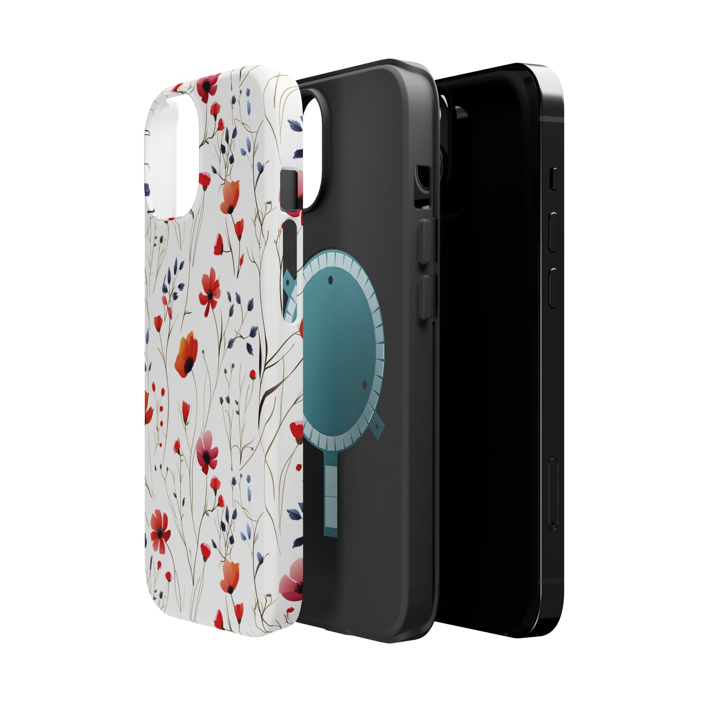 Dainty Coral Wildflowers MagSafe Tough iPhone Case