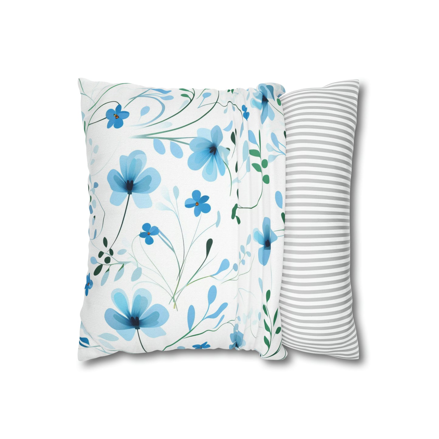 Dainty Sky Blue Wildflowers Square Pillow Case