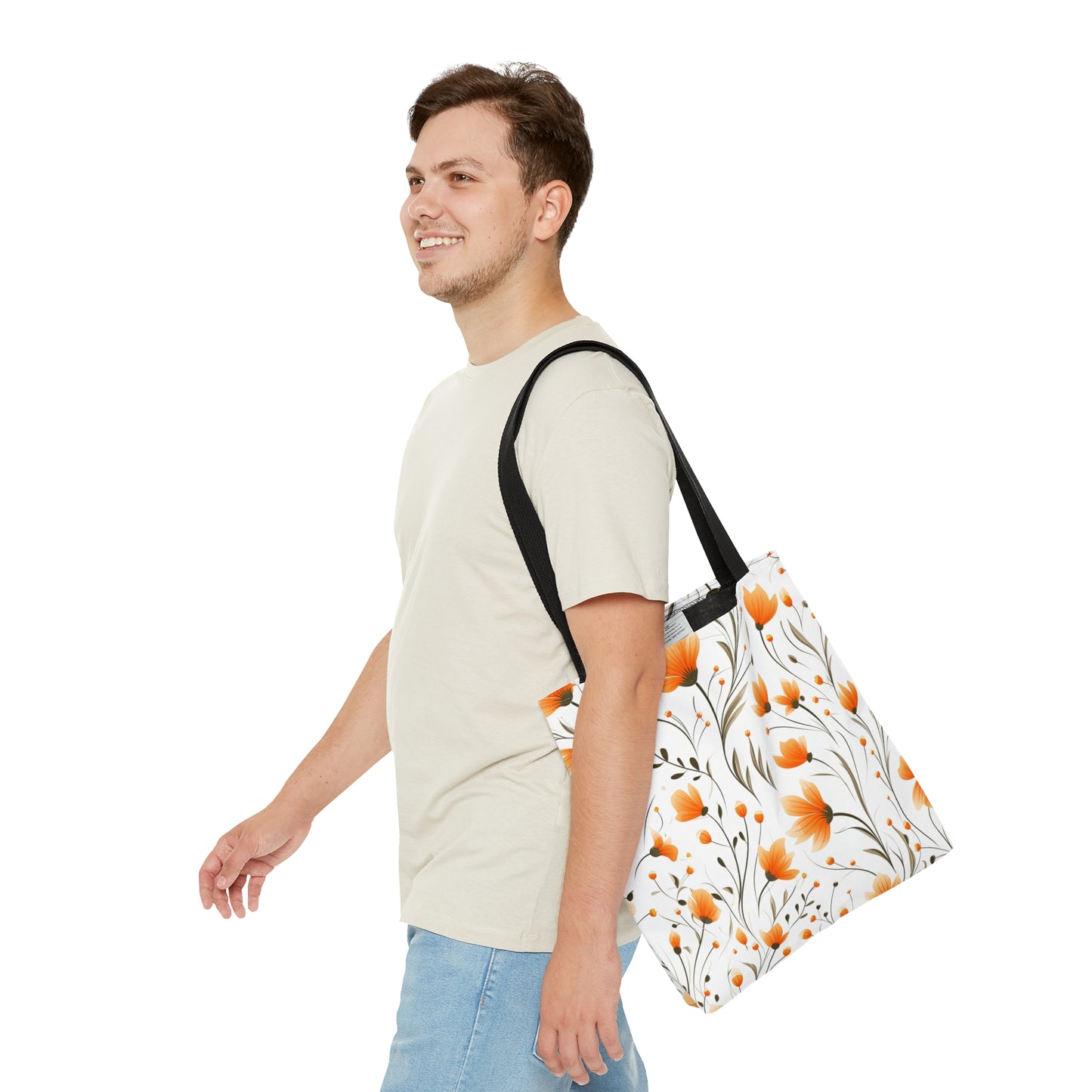 Orange Whimsy Wildflowers Tote Bag