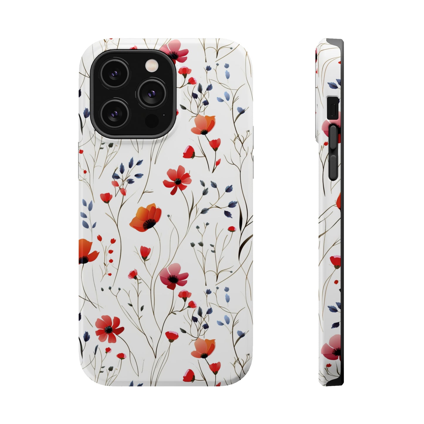 Dainty Coral Wildflowers MagSafe Tough iPhone Case