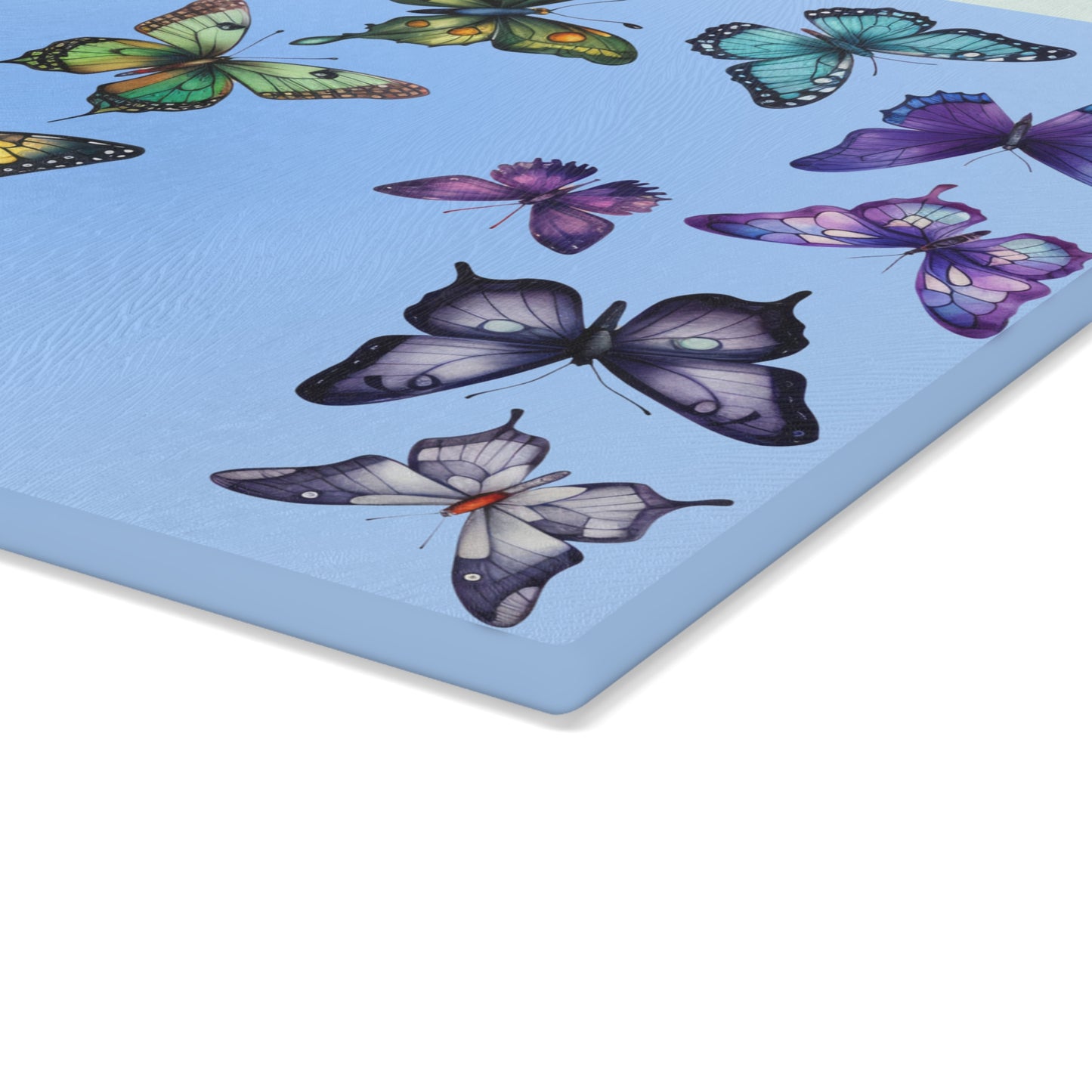 Rainbow Butterfly Trail Glass Cutting Board