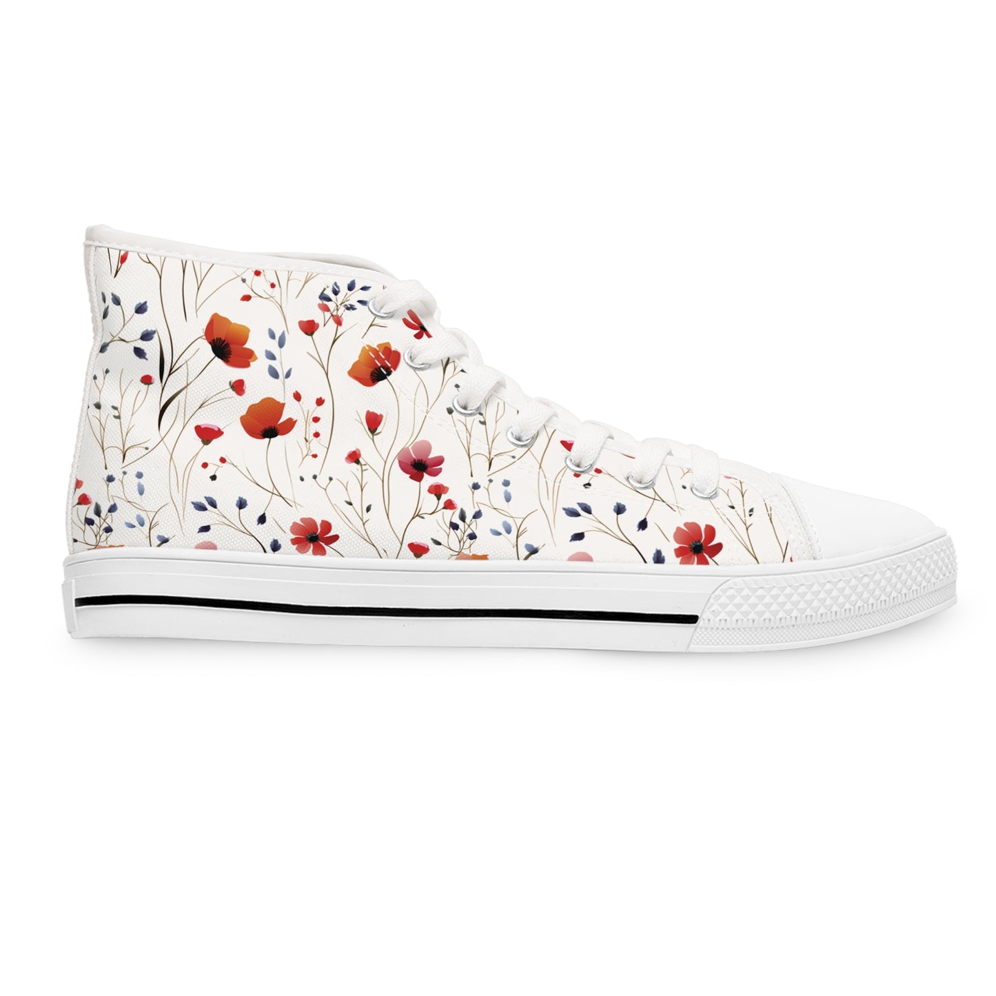 Coral Wildflowers Women's High Top Sneakers
