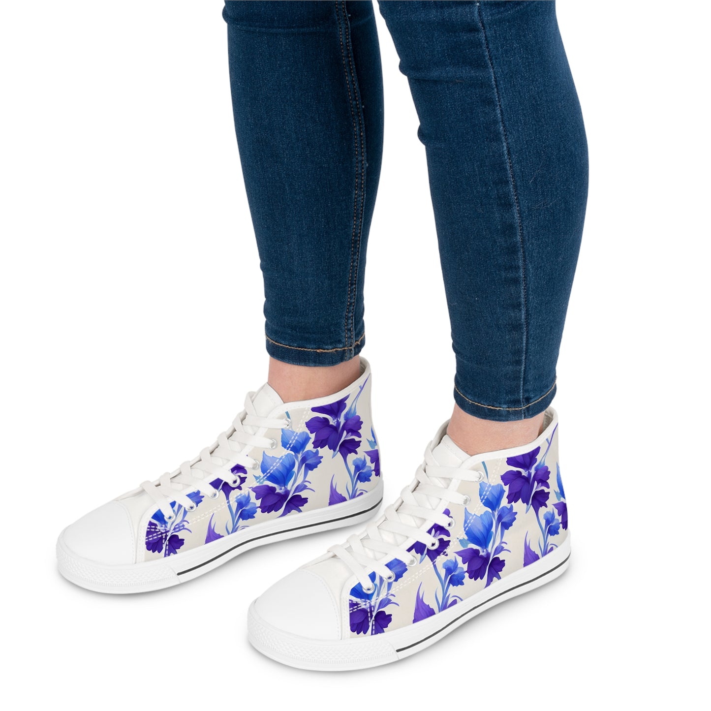 Purple Floral Women's High Top Sneakers