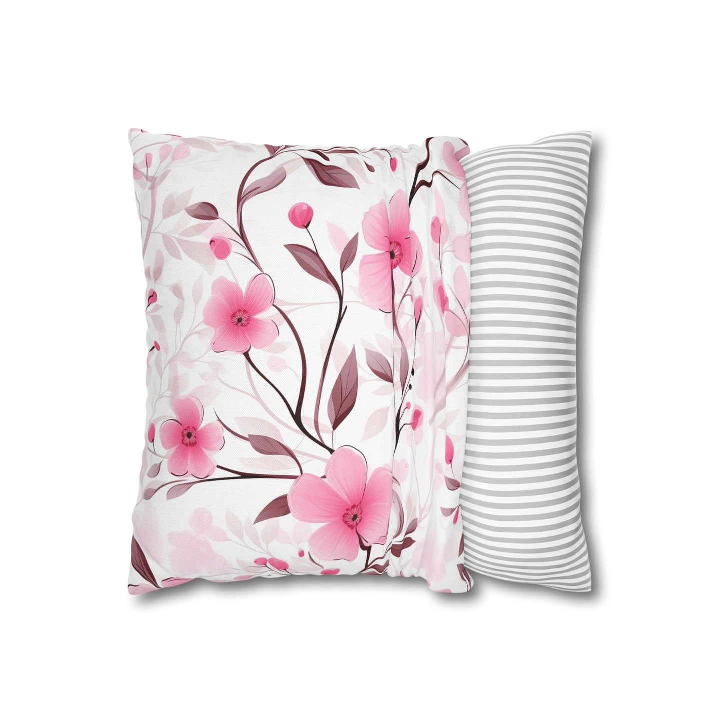 Pink Whimsy Wildflowers Square Pillow Case