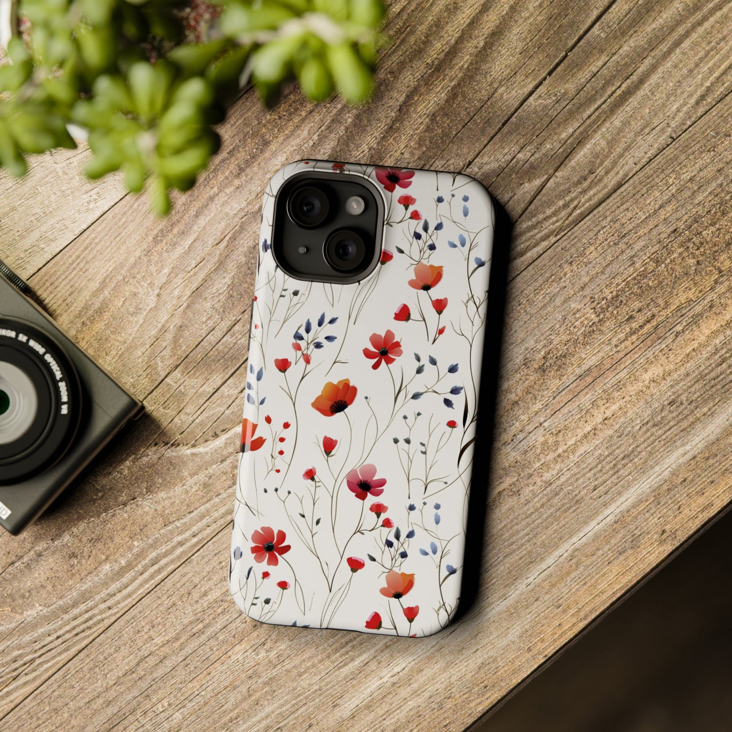 Dainty Coral Wildflowers MagSafe Tough iPhone Case