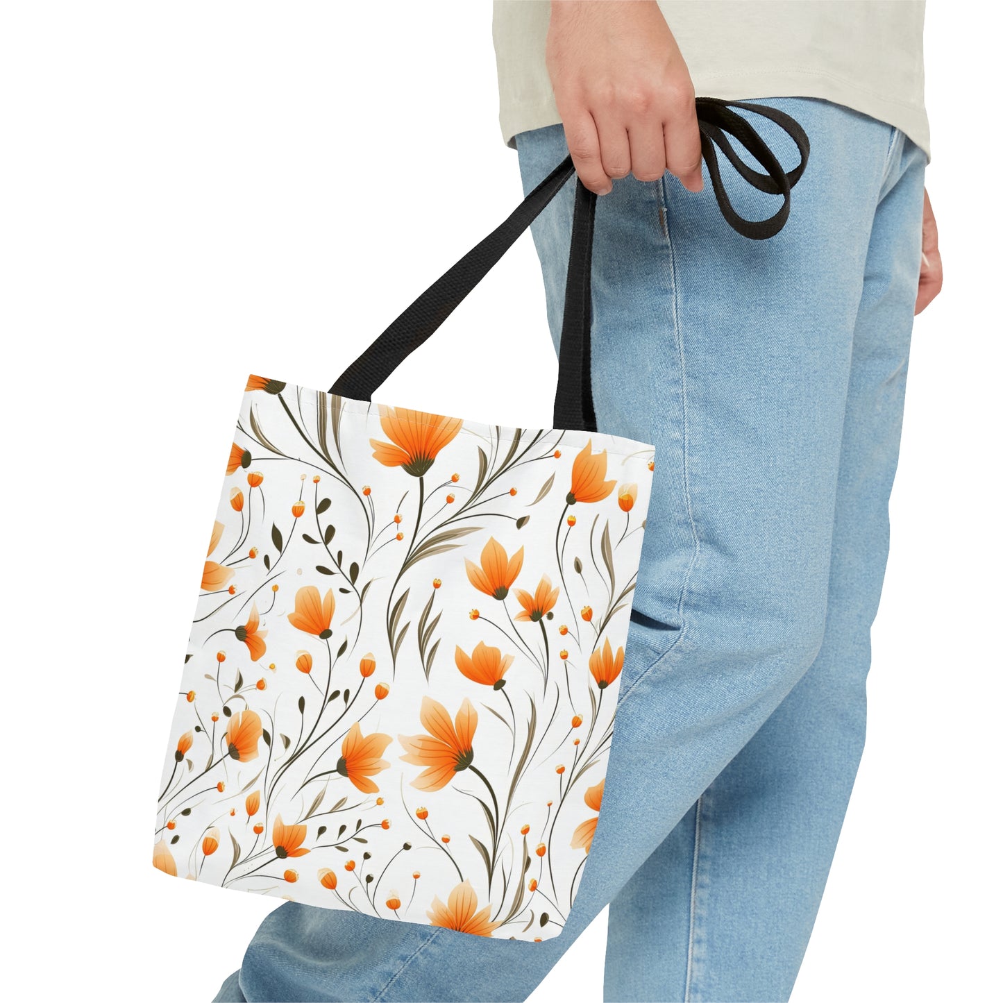 Orange Whimsy Wildflowers Tote Bag