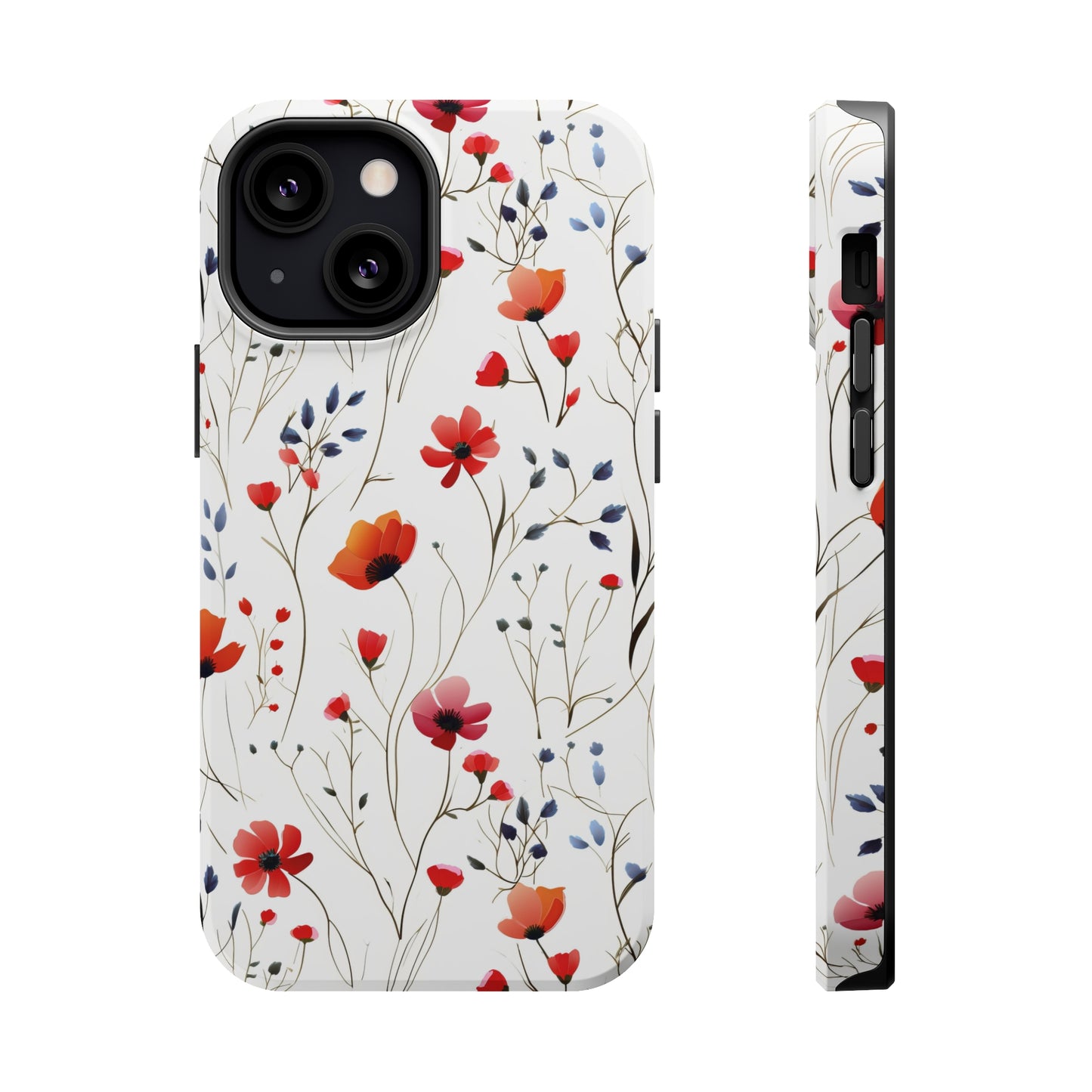 Dainty Coral Wildflowers MagSafe Tough iPhone Case