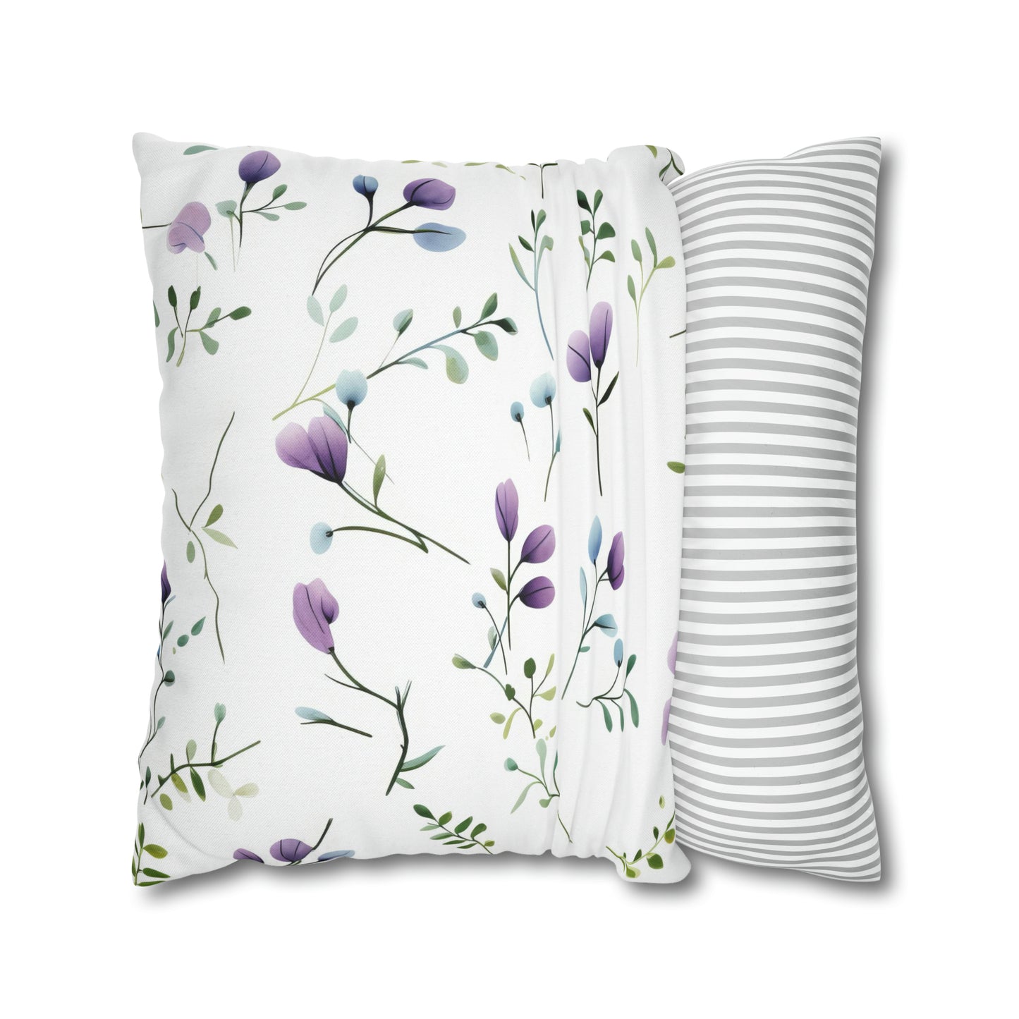 Dainty Purple Wildflowers Square Pillow Case