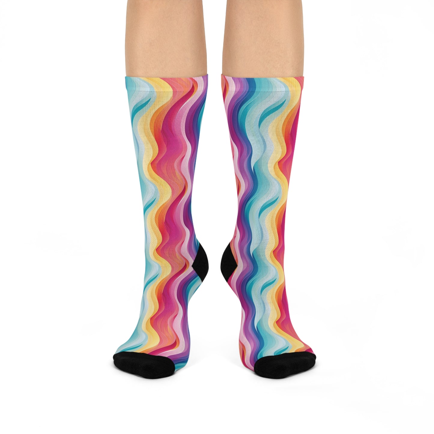 Color Waves Cushioned Crew Socks