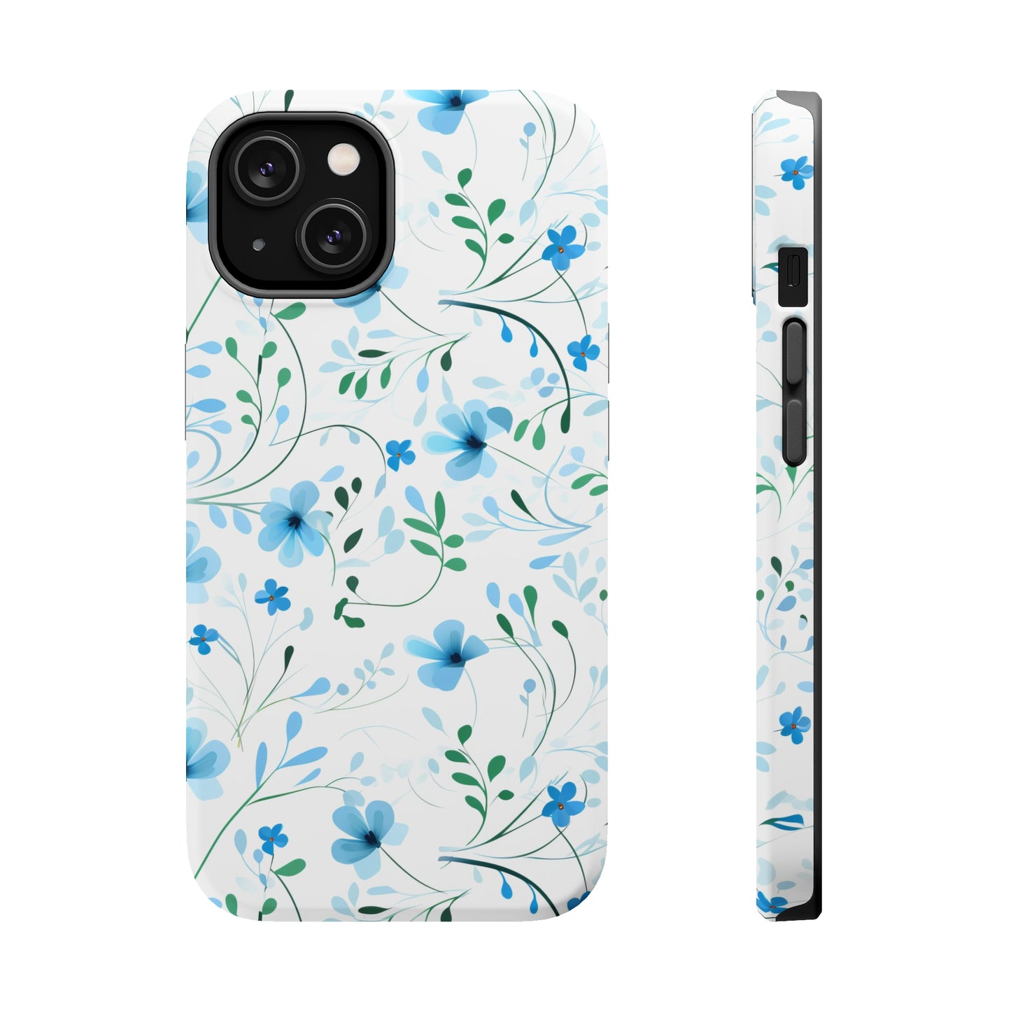 Dainty Sky Blue Wildflowers MagSafe Tough iPhone Case