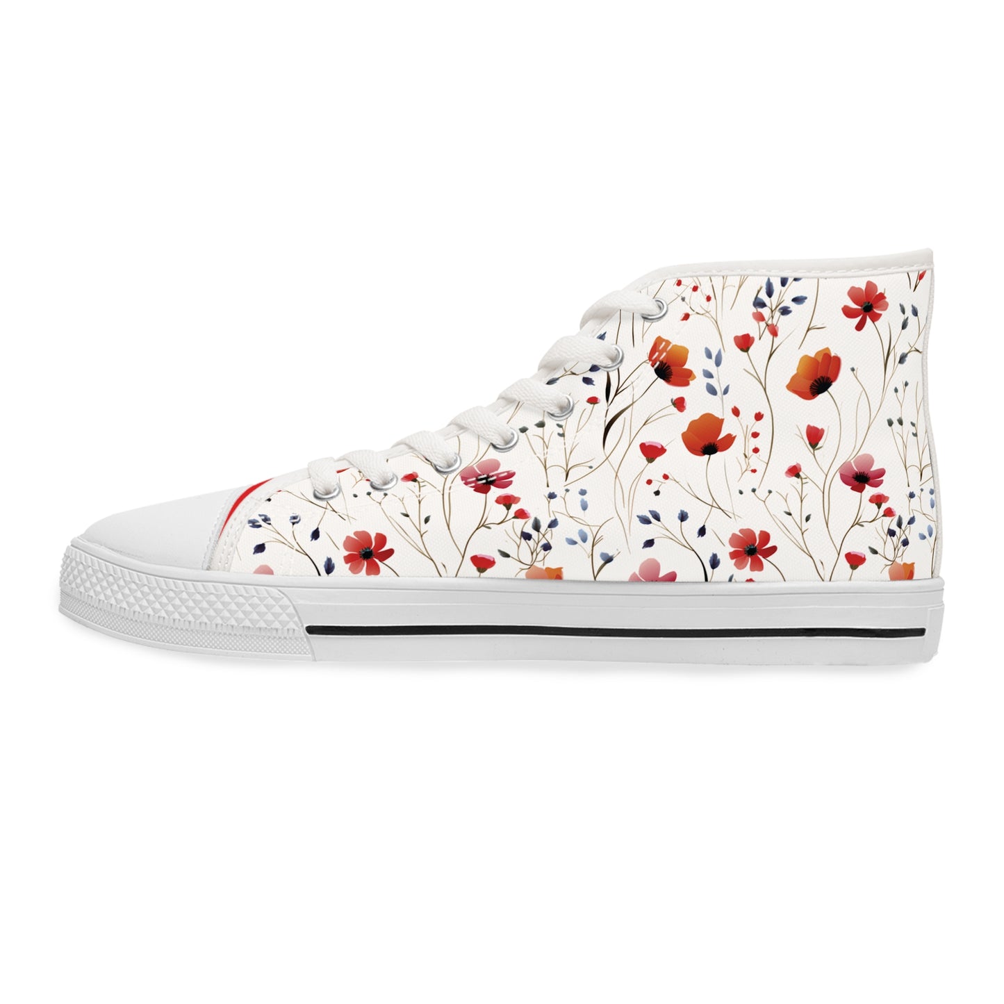Coral Wildflowers Women's High Top Sneakers
