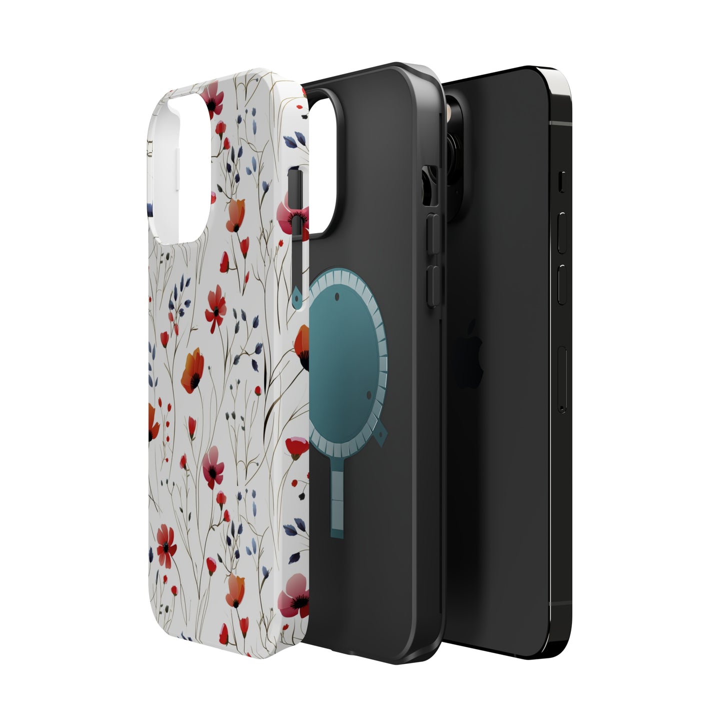Dainty Coral Wildflowers MagSafe Tough iPhone Case
