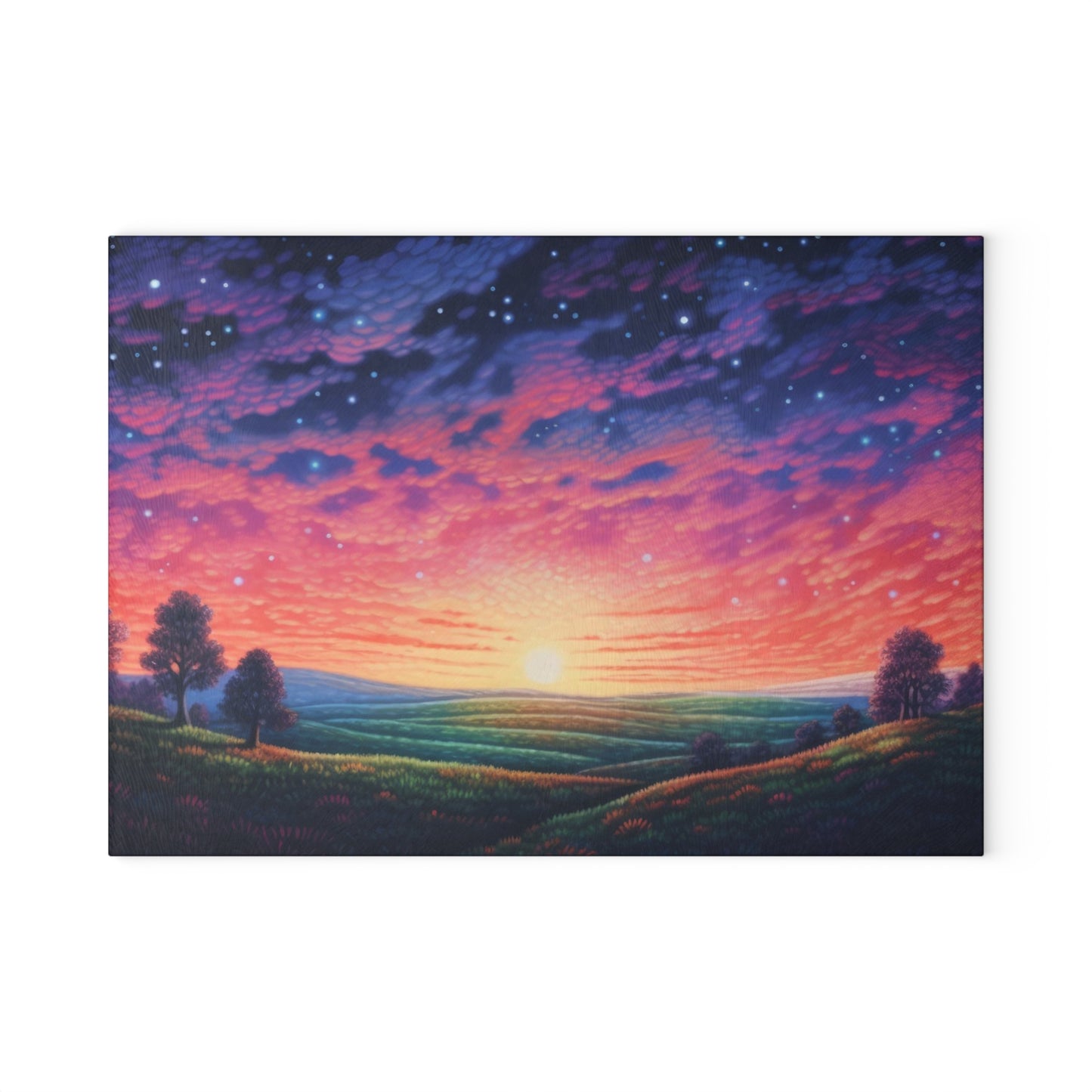 Prismatic Landscape Sunset Glass Cutting Board