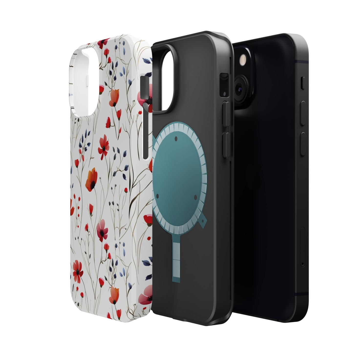 Dainty Coral Wildflowers MagSafe Tough iPhone Case