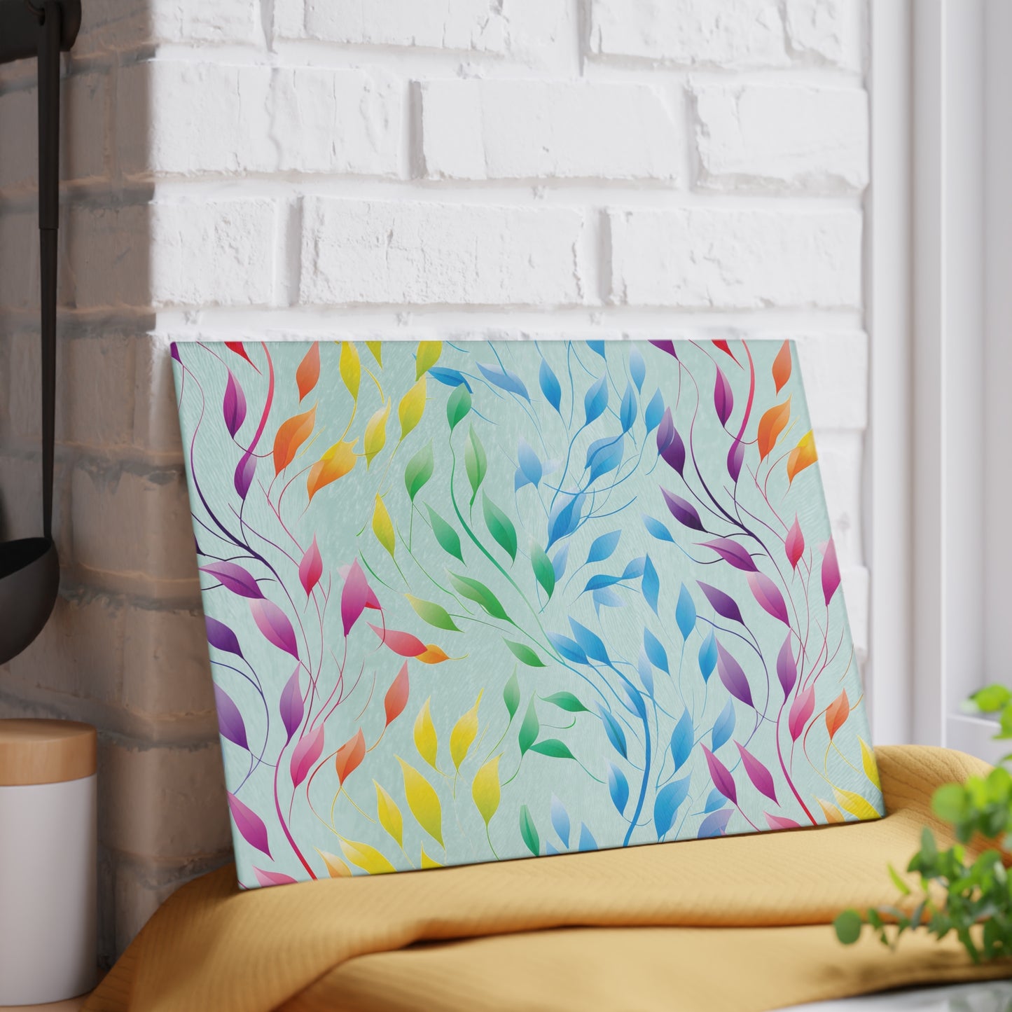 Rainbow Vines Glass Cutting Board