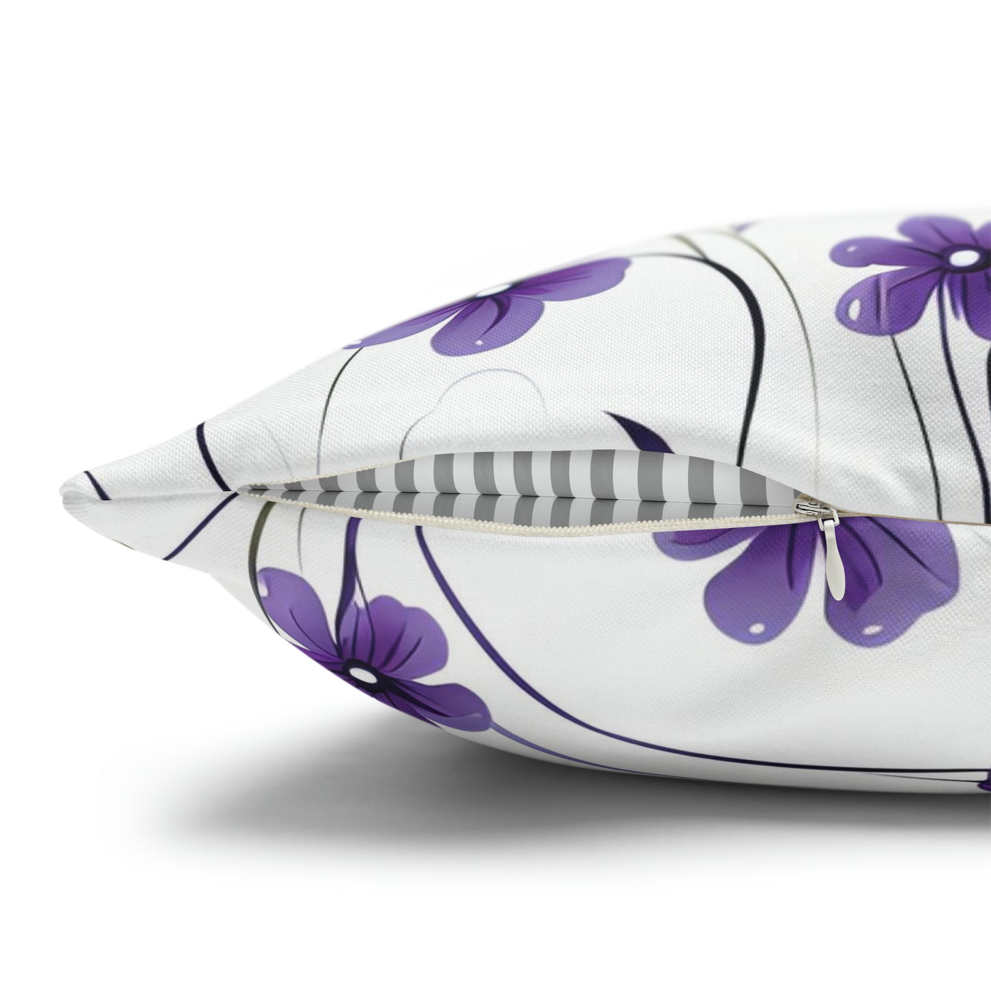 Purple Whimsy Wildflowers Square Pillow Case