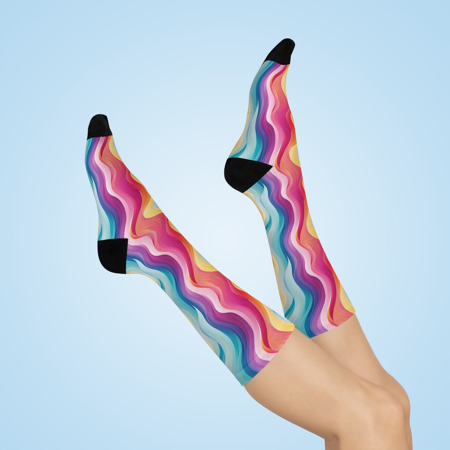 Color Waves Cushioned Crew Socks