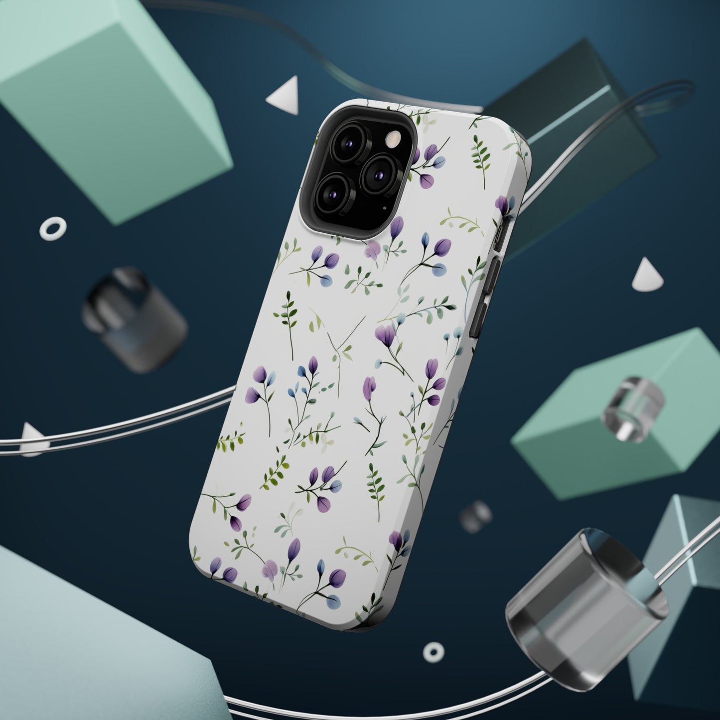 Dainty Purple Wildflowers MagSafe Tough iPhone Case