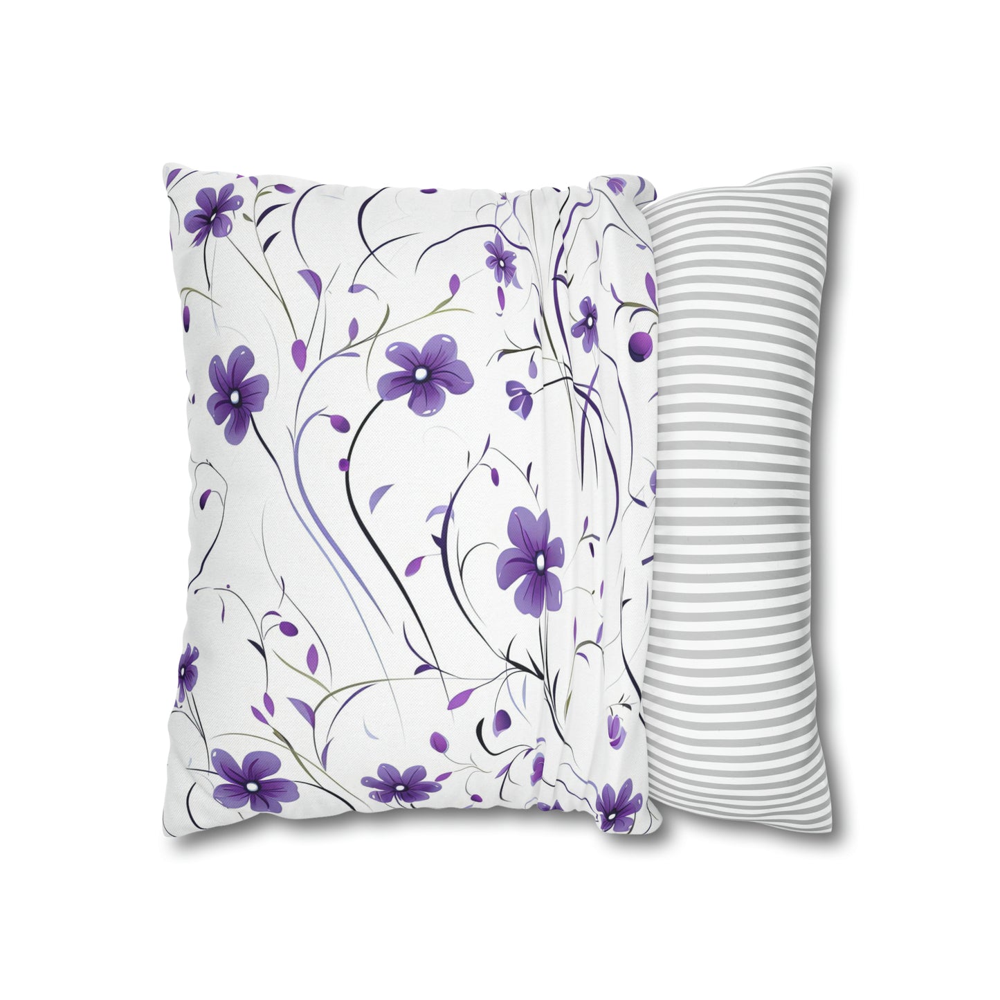 Purple Whimsy Wildflowers Square Pillow Case