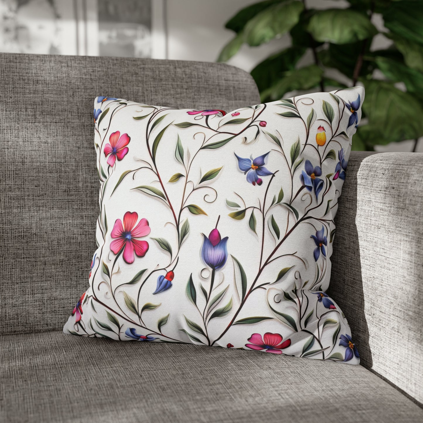 Fancy Flowers Square Pillow Case