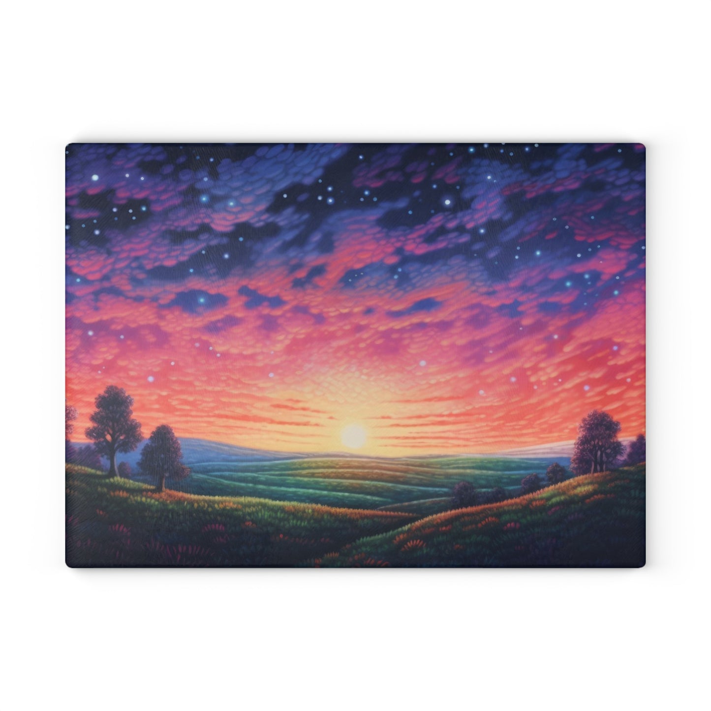 Prismatic Landscape Sunset Glass Cutting Board