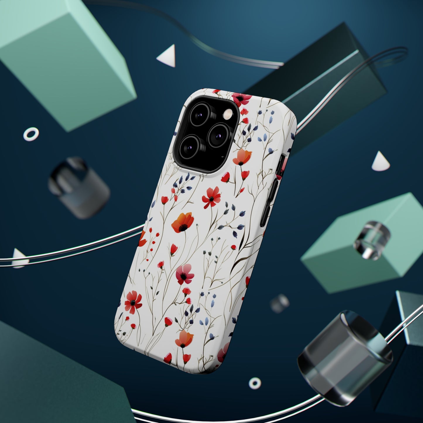 Dainty Coral Wildflowers MagSafe Tough iPhone Case