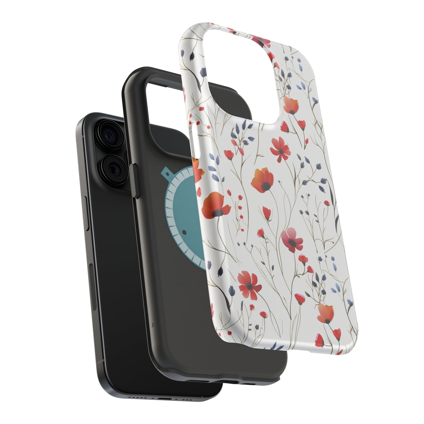 Dainty Coral Wildflowers MagSafe Tough iPhone Case