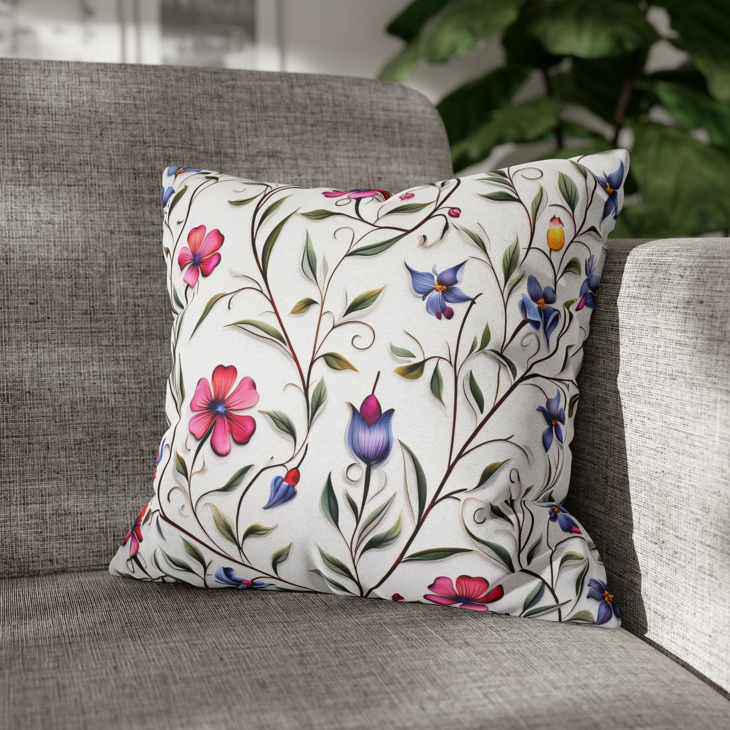 Fancy Flowers Square Pillow Case