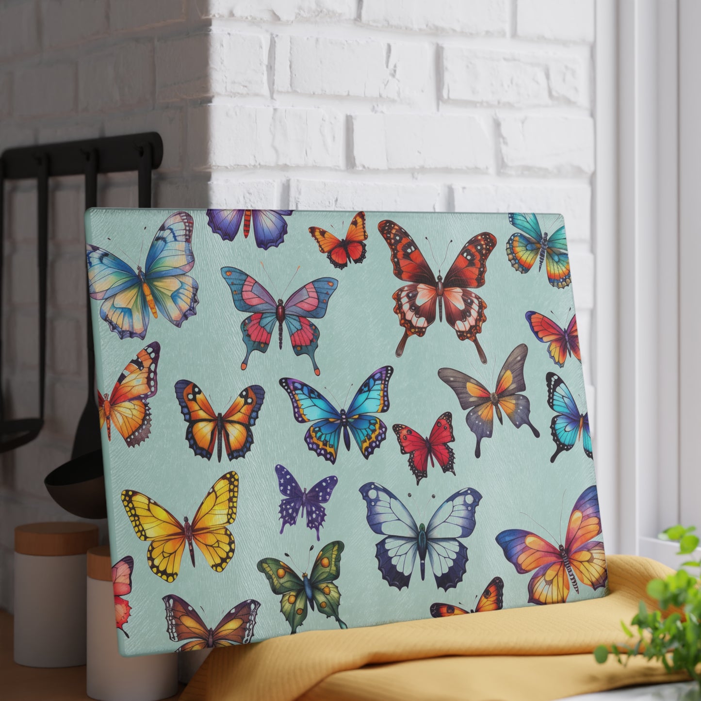 Butterfly Whimsy Glass Cutting Board