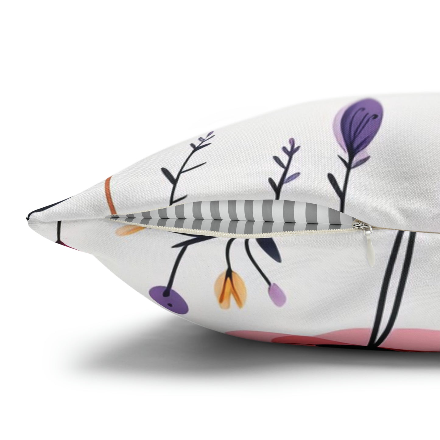 Pink and Purple Whimsical Wildflowers Square Pillow Case