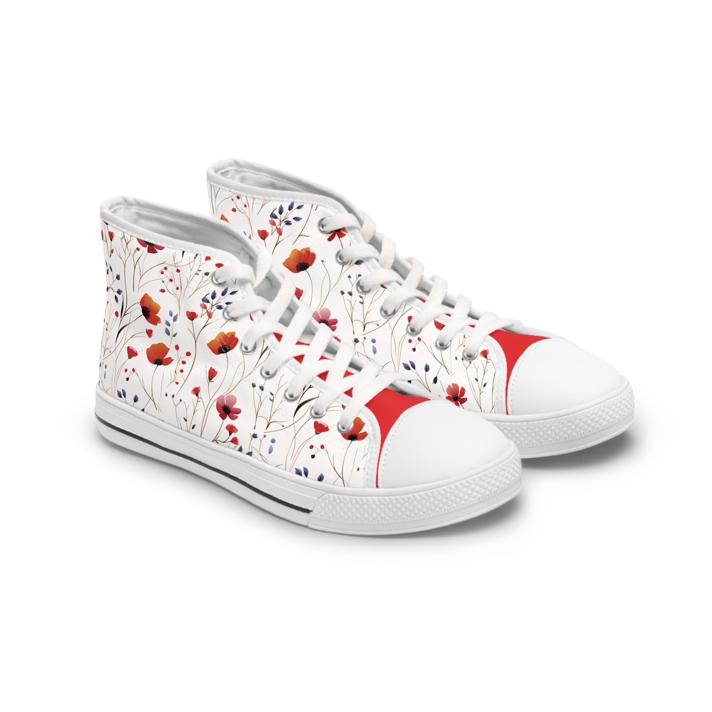 Coral Wildflowers Women's High Top Sneakers