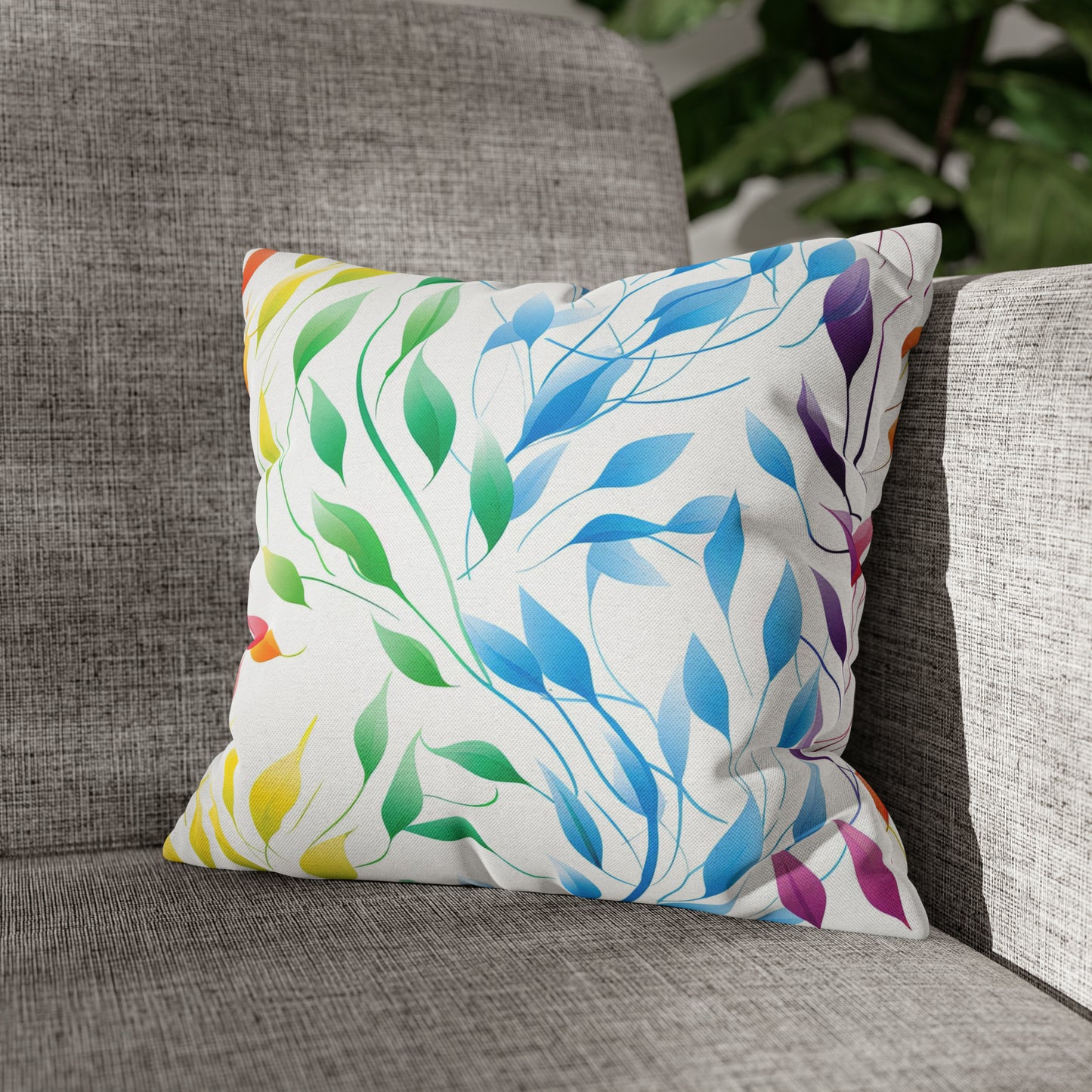 Rainbow Vines Square Pillow Case