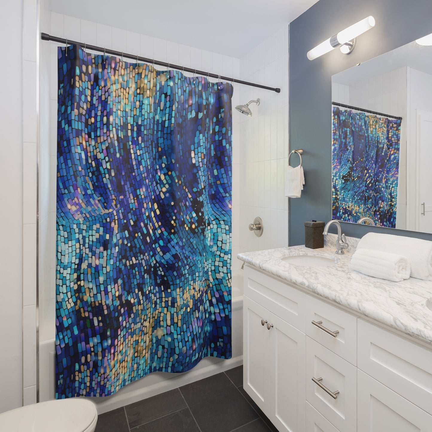 Stars in the Night Sky Mosaic Shower Curtain