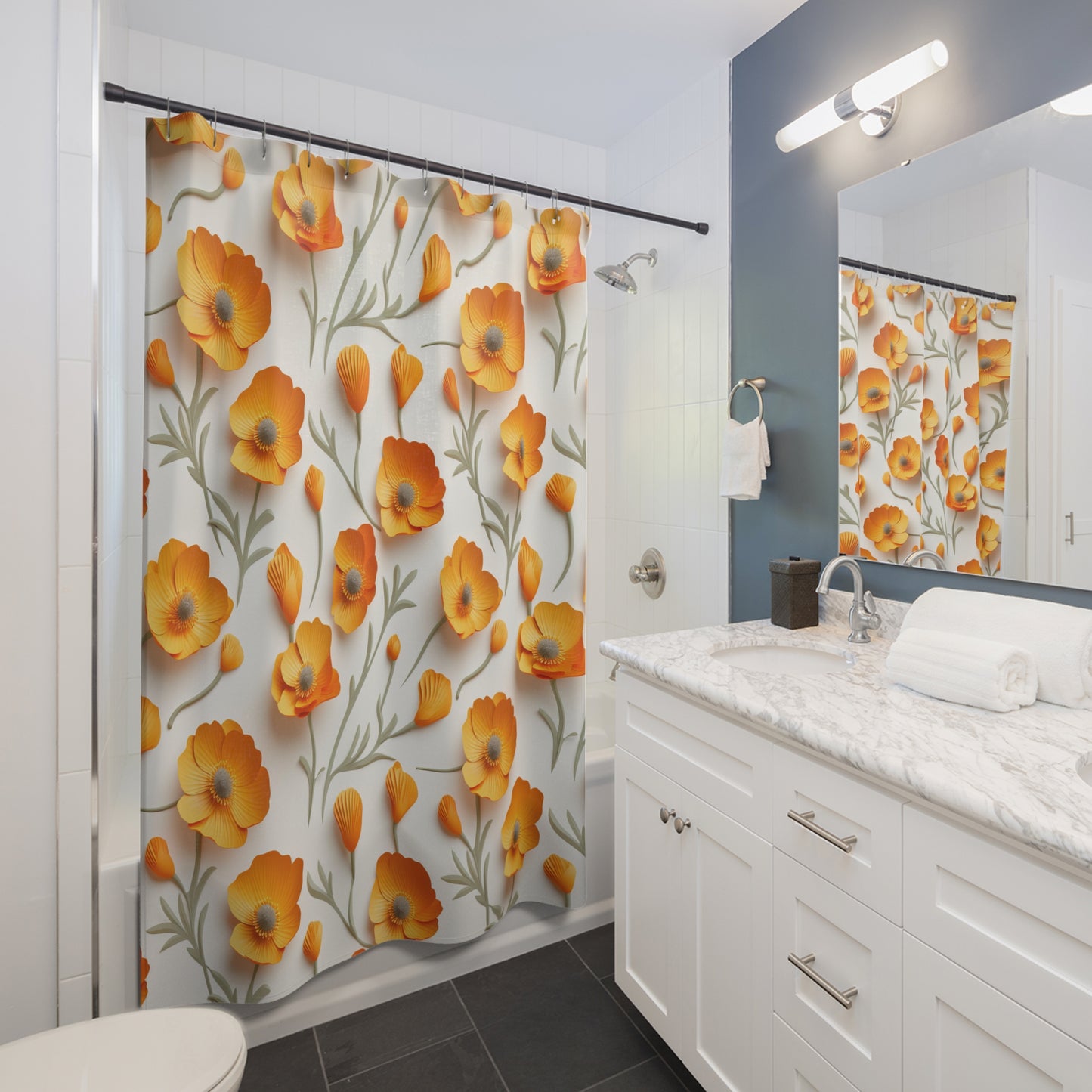 Sculpted Poppies Shower Curtain