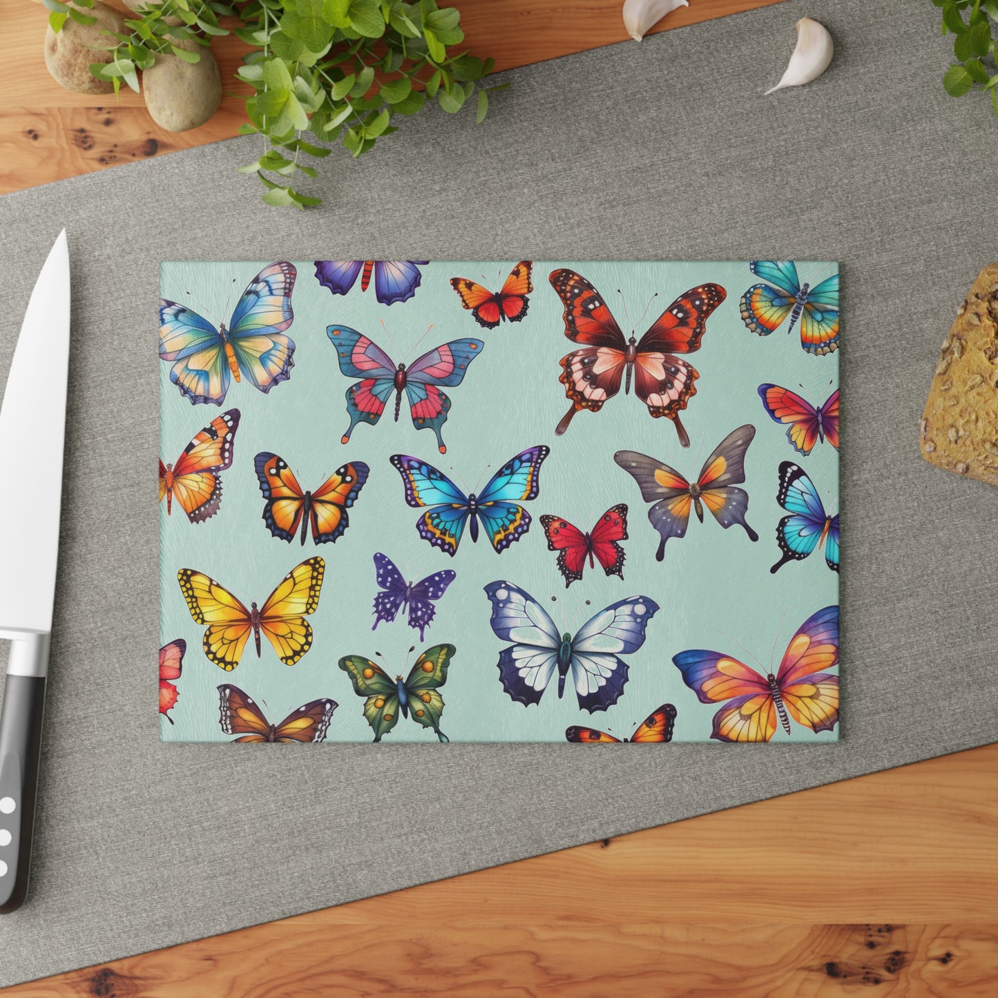 Butterfly Whimsy Glass Cutting Board