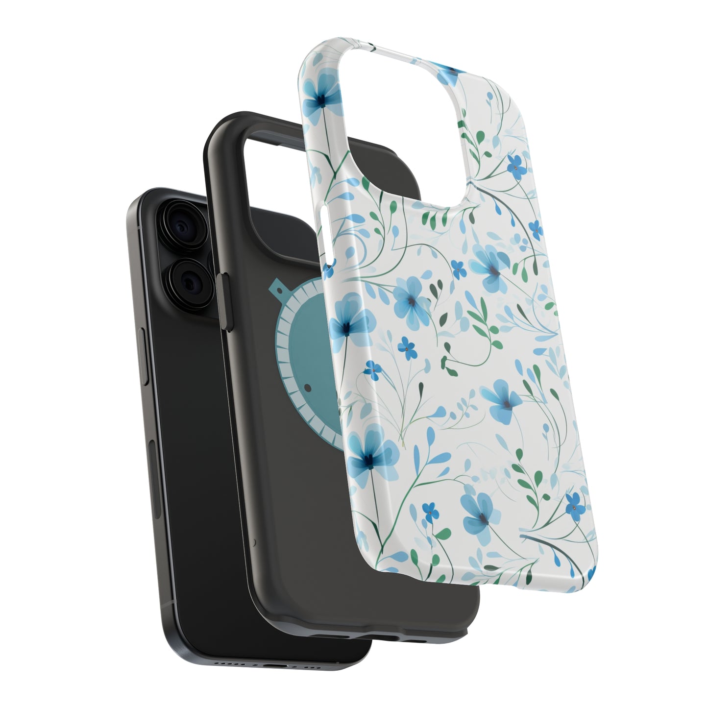 Dainty Sky Blue Wildflowers MagSafe Tough iPhone Case