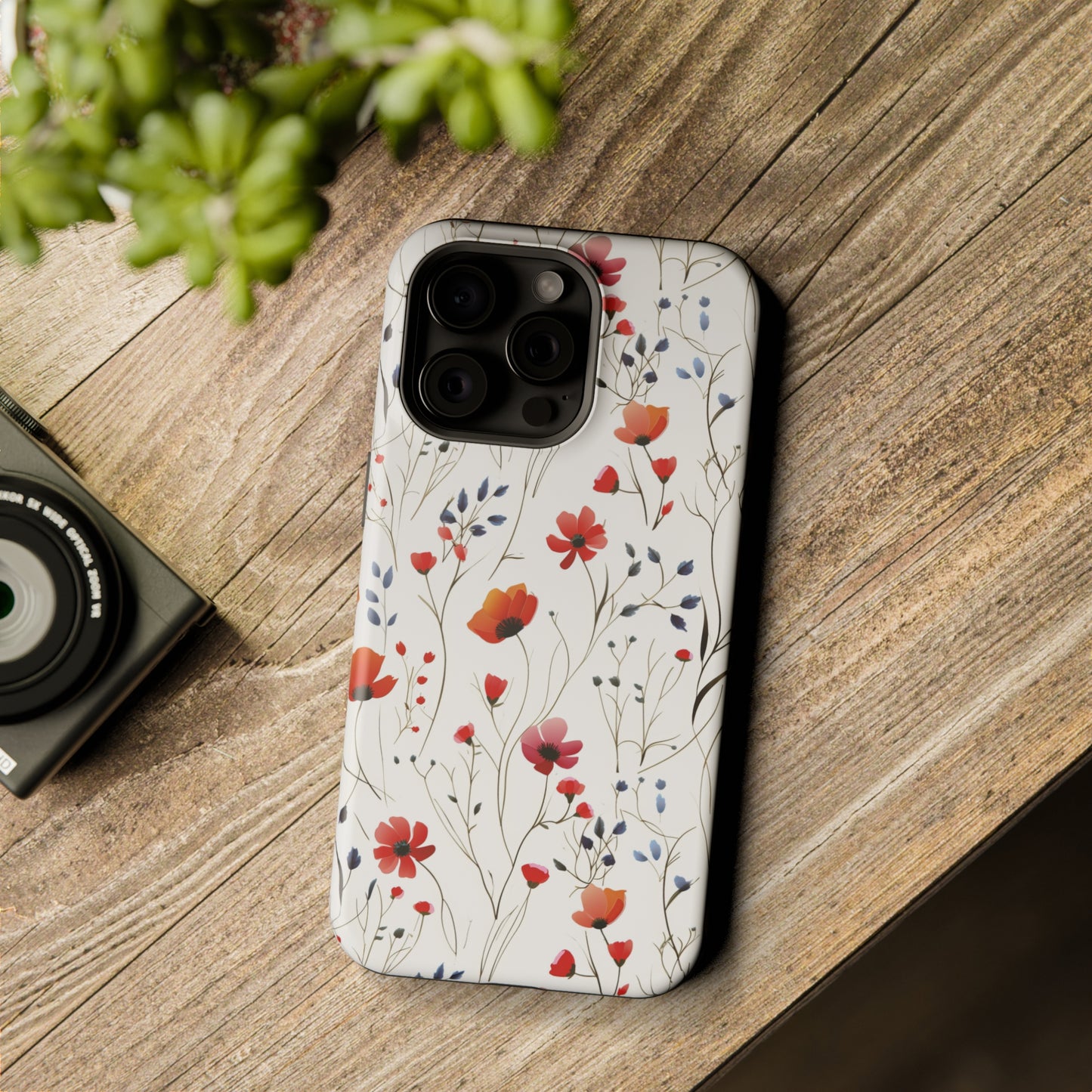 Dainty Coral Wildflowers MagSafe Tough iPhone Case