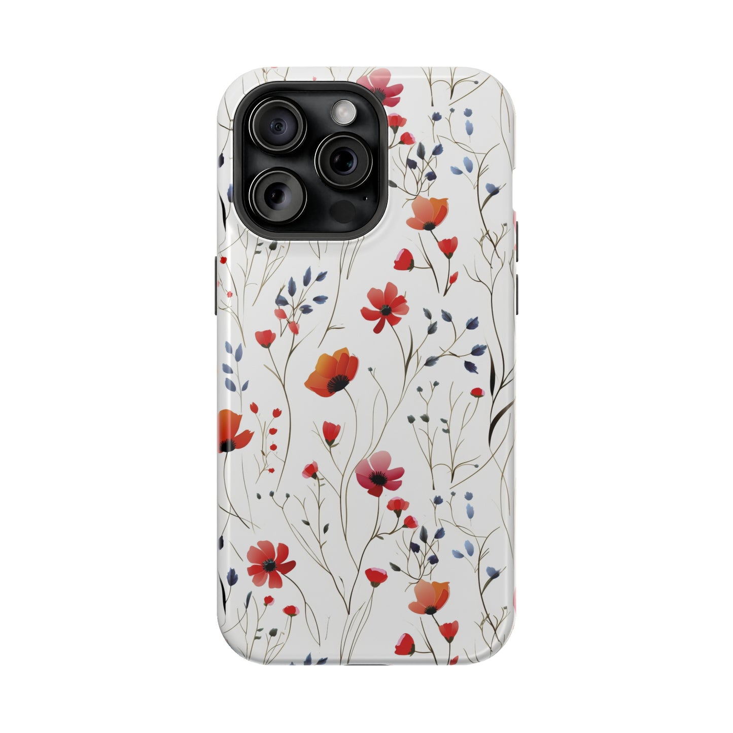 Dainty Coral Wildflowers MagSafe Tough iPhone Case