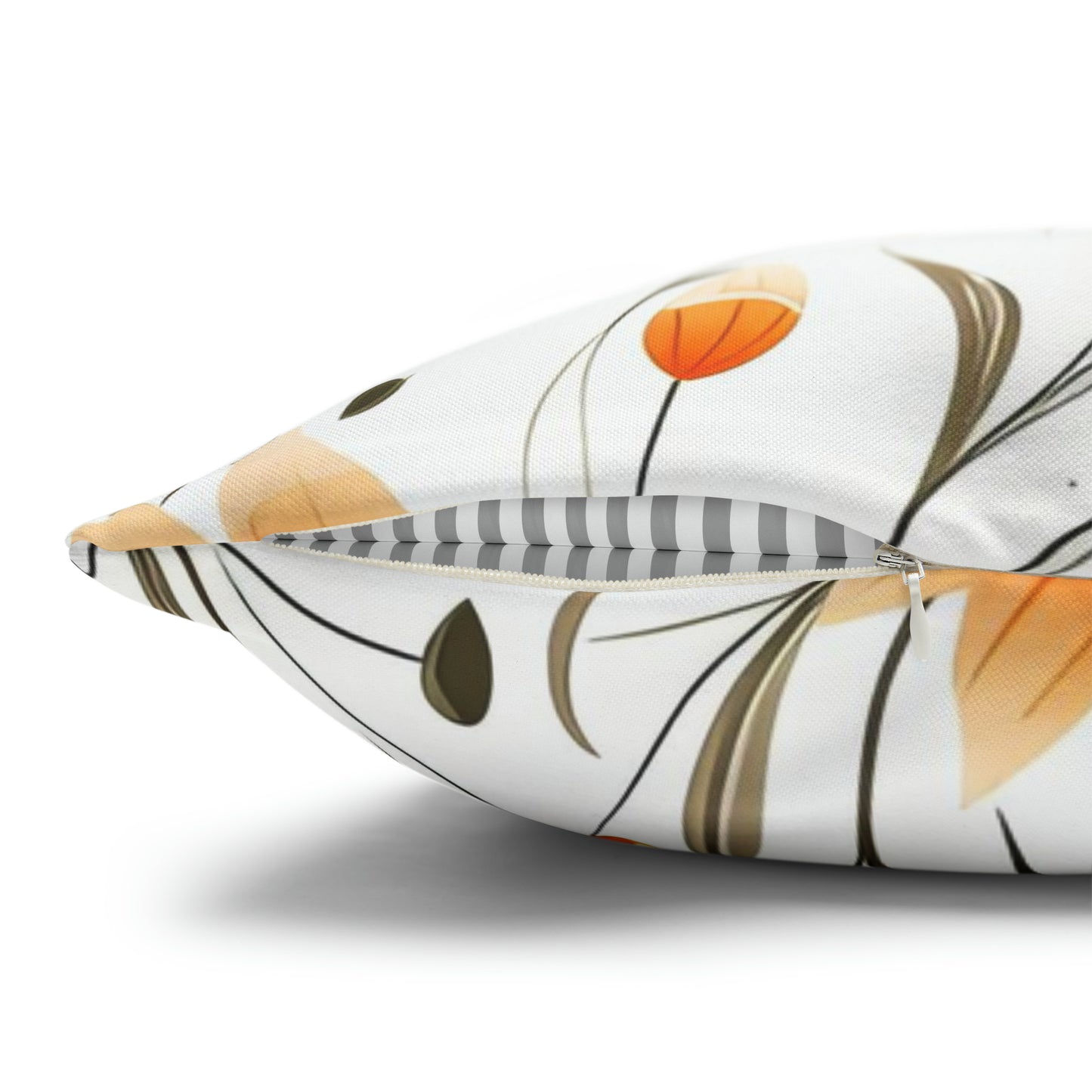 Orange Whimsy Wildflowers Square Pillow Case