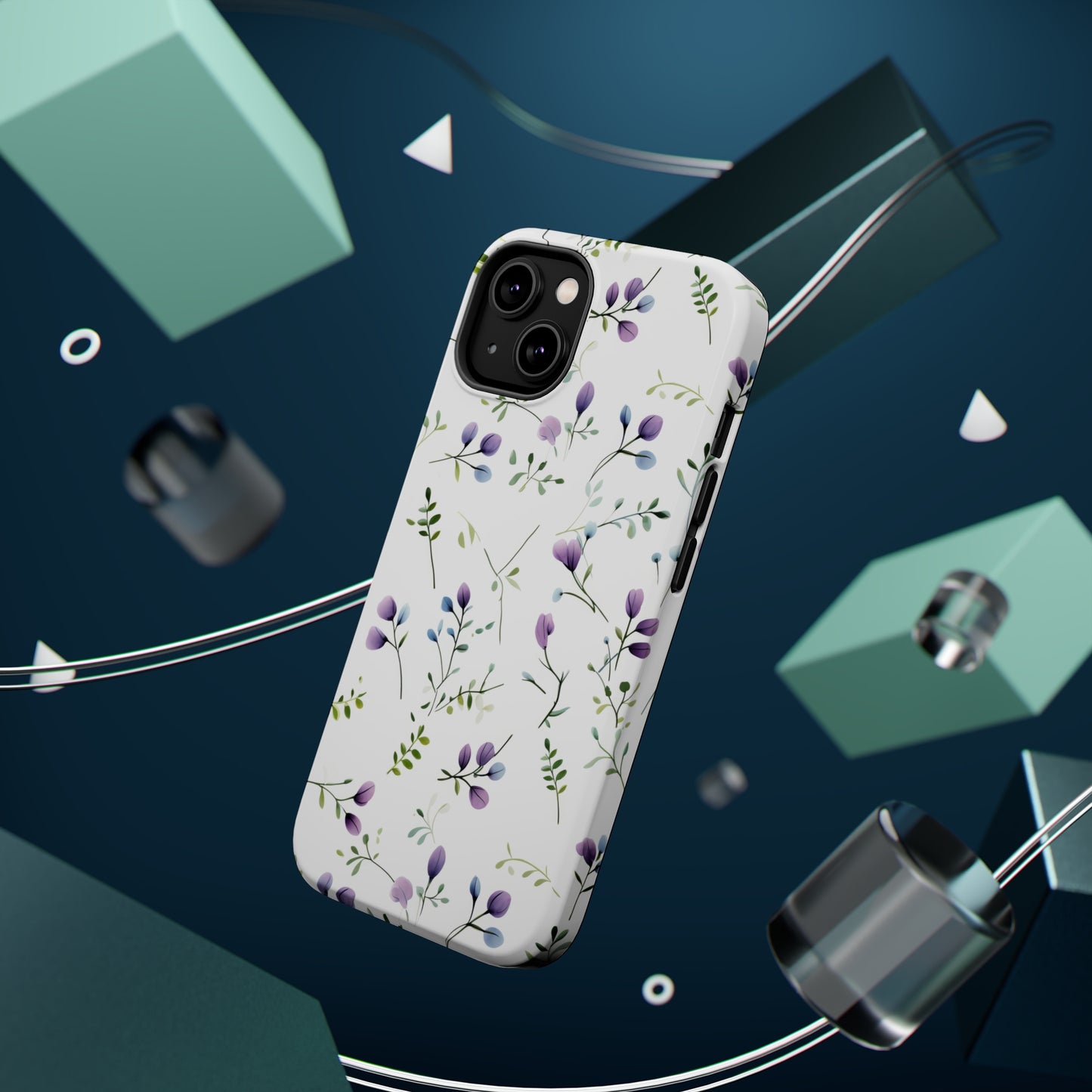 Dainty Purple Wildflowers MagSafe Tough iPhone Case