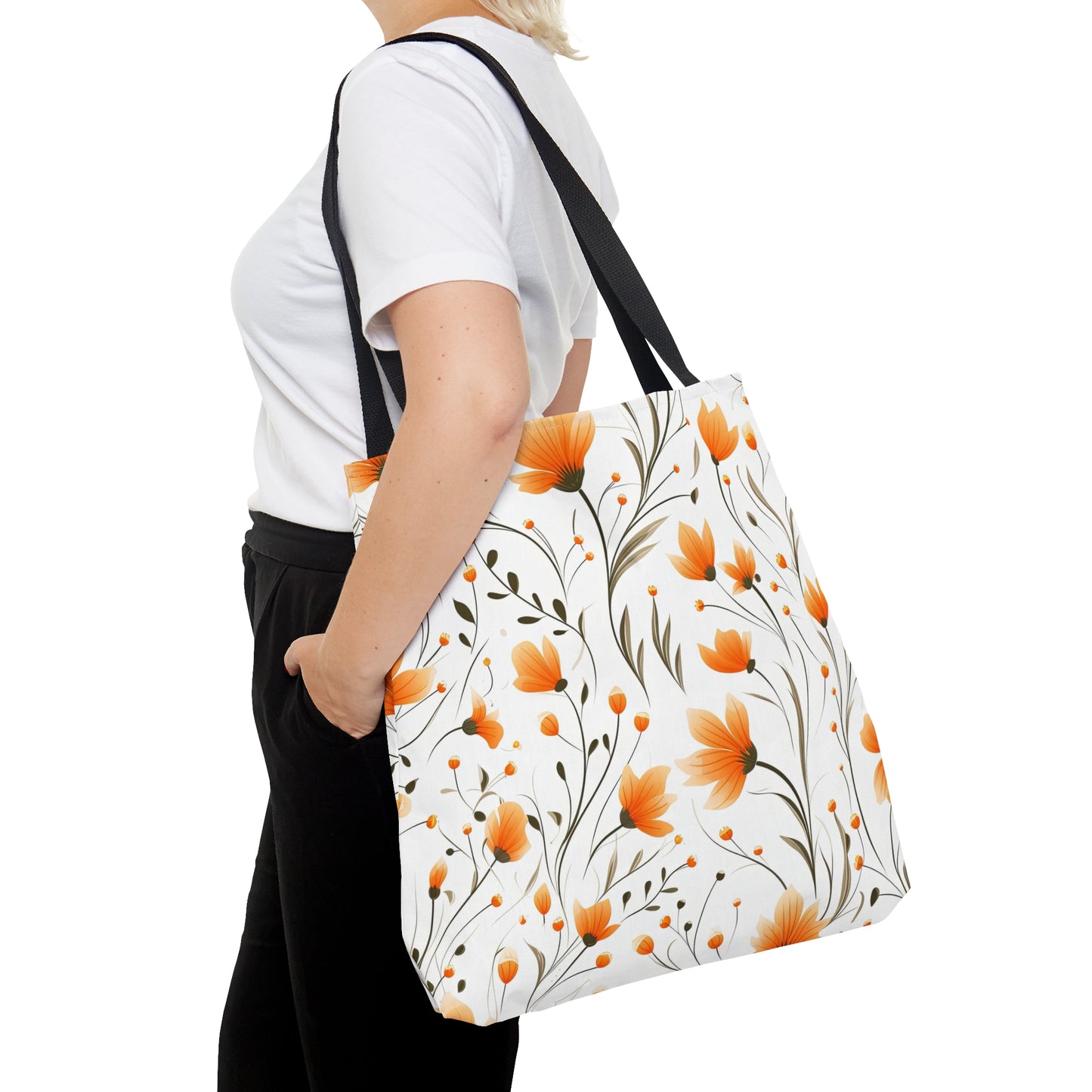 Orange Whimsy Wildflowers Tote Bag