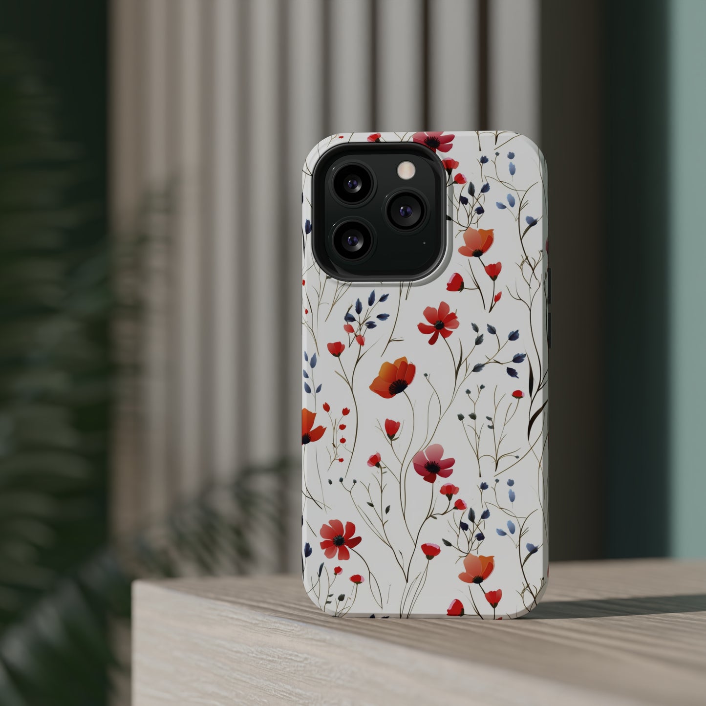 Dainty Coral Wildflowers MagSafe Tough iPhone Case