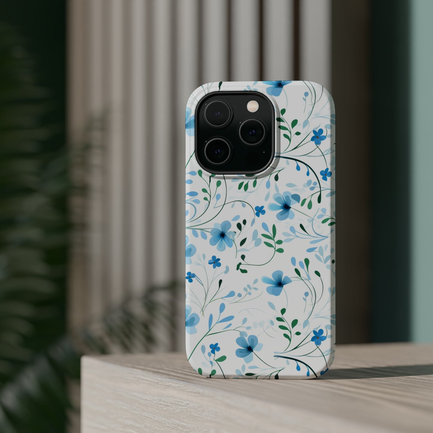 Dainty Sky Blue Wildflowers MagSafe Tough iPhone Case